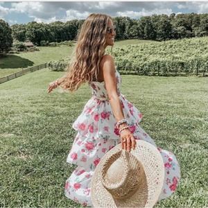 🌸 WMNS LOVESHACKFANCY DRESS(XS/SMALL) PINK ROSE TIERED